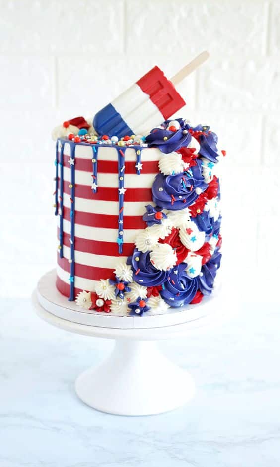 4th of july cakes red blue white
