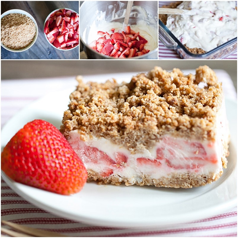 DIY Frozen Strawberry Crunch Cake – No Bake