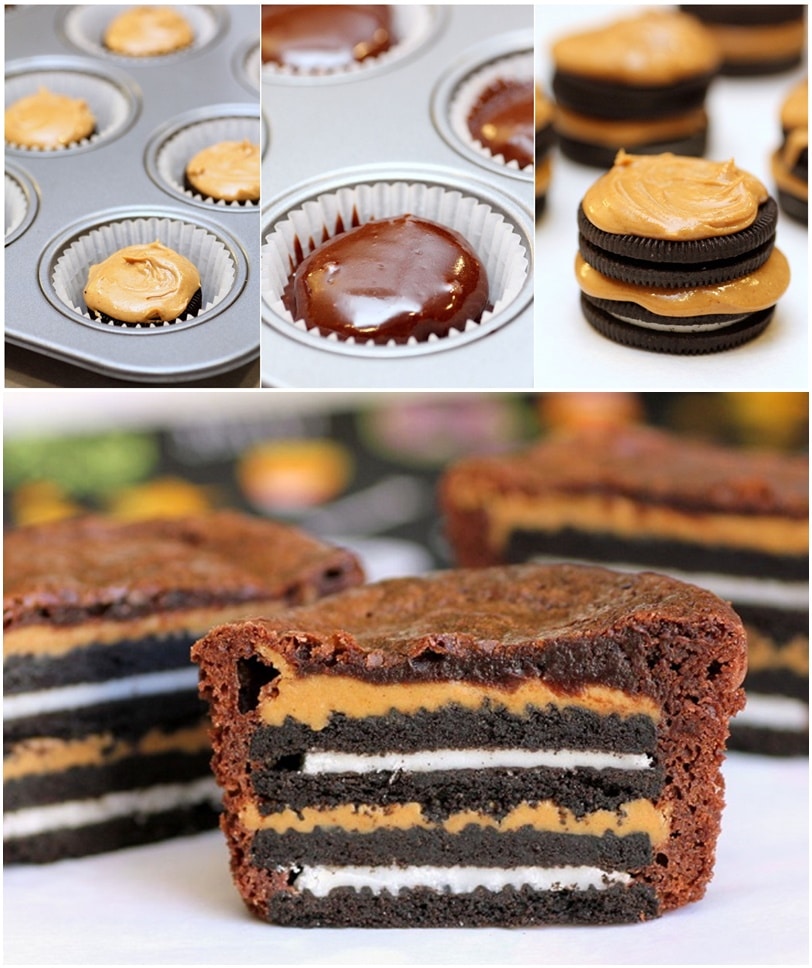 Oreo and Peanut Butter Brownie Cakes