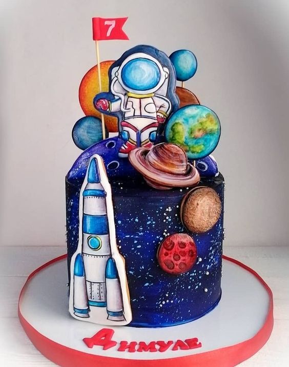 Editable Outer Space Cake Topper | Astronaut Birthday Centerpiece| PK21 |  E489 – Partymazing