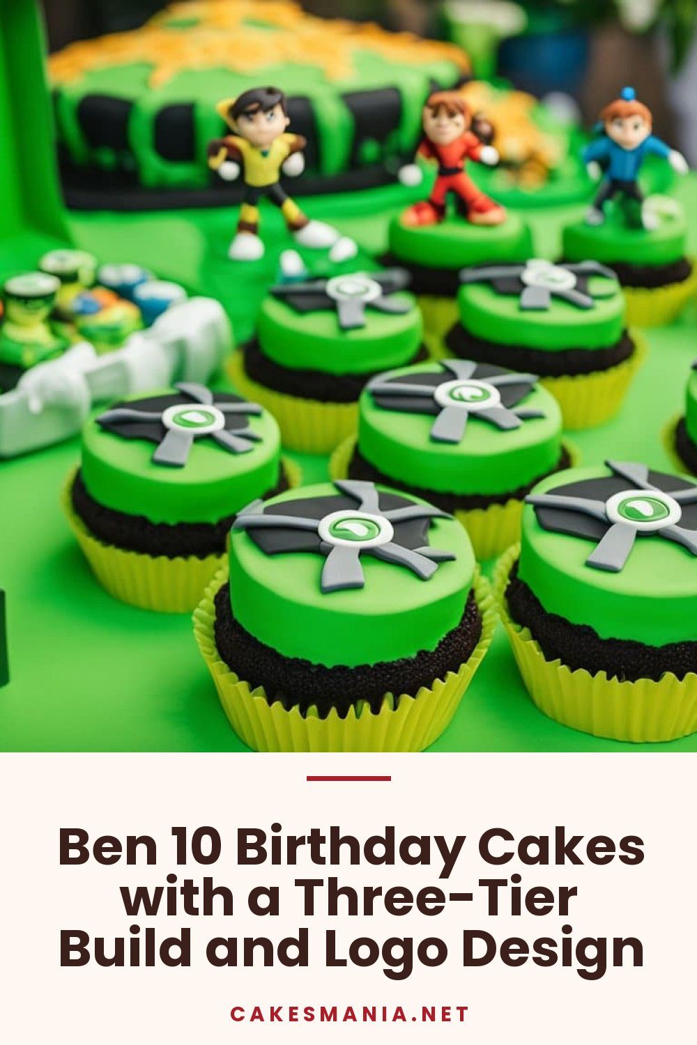 Ben 10 Birthday Cakes with a Three-Tier Build and Logo Design