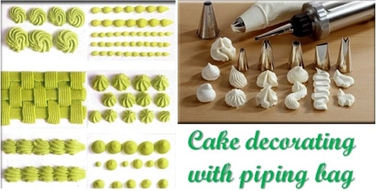 cake decorating with piping bag