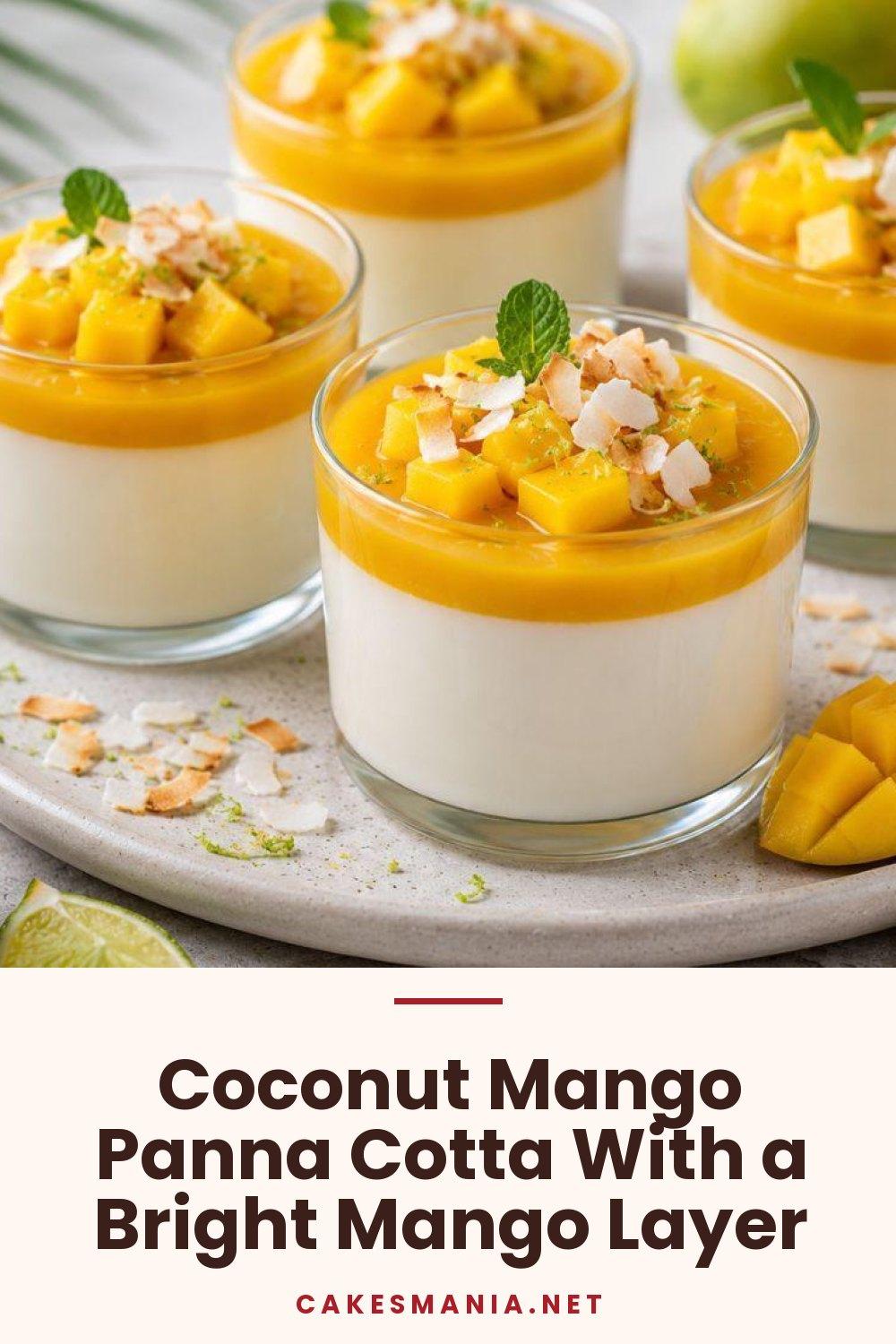 Coconut Mango Panna Cotta With a Bright Mango Layer