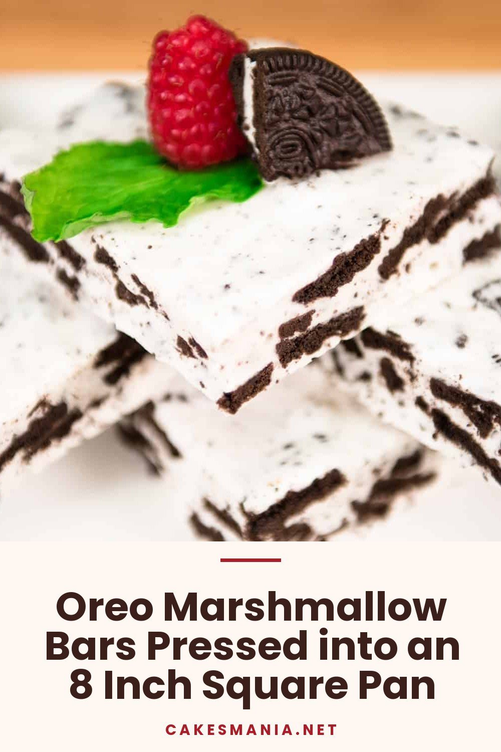 Oreo Marshmallow Bars Pressed into an 8 Inch Square Pan