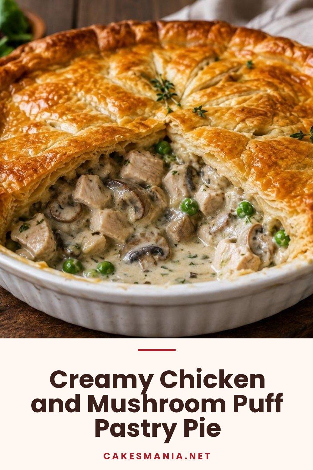 Creamy Chicken and Mushroom Puff Pastry Pie