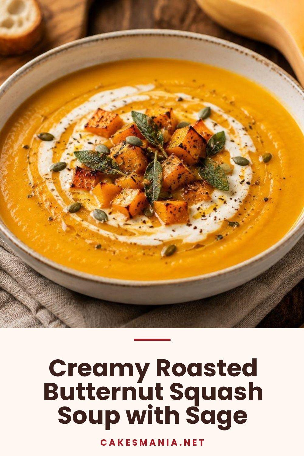 Creamy Roasted Butternut Squash Soup with Sage