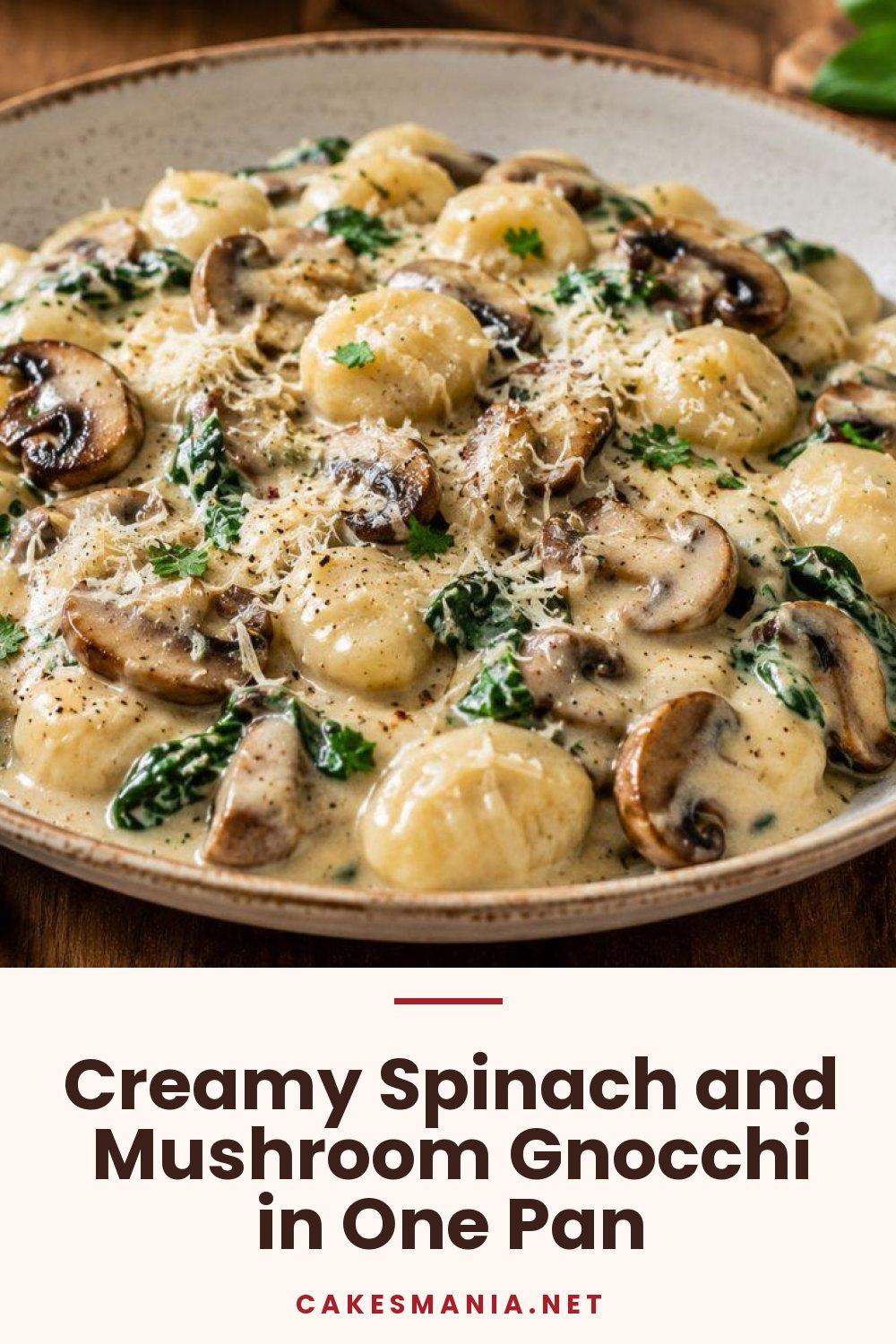Creamy Spinach and Mushroom Gnocchi in One Pan