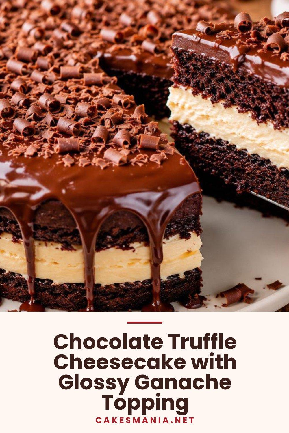 Chocolate Truffle Cheesecake with Glossy Ganache Topping