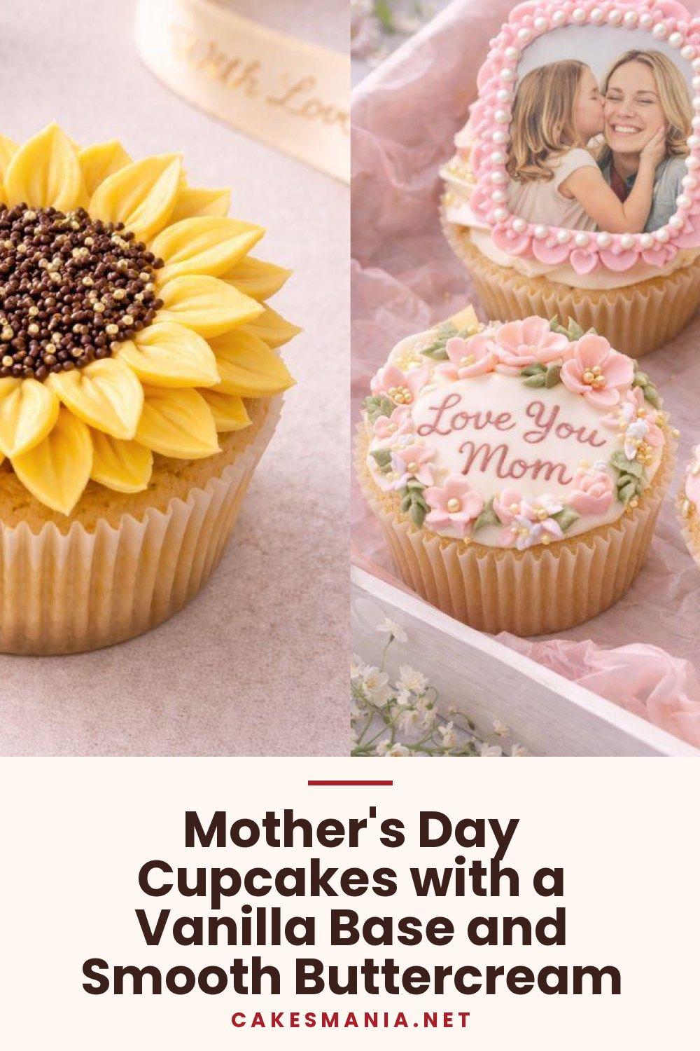 Mother's Day Cupcakes with a Vanilla Base and Smooth Buttercream