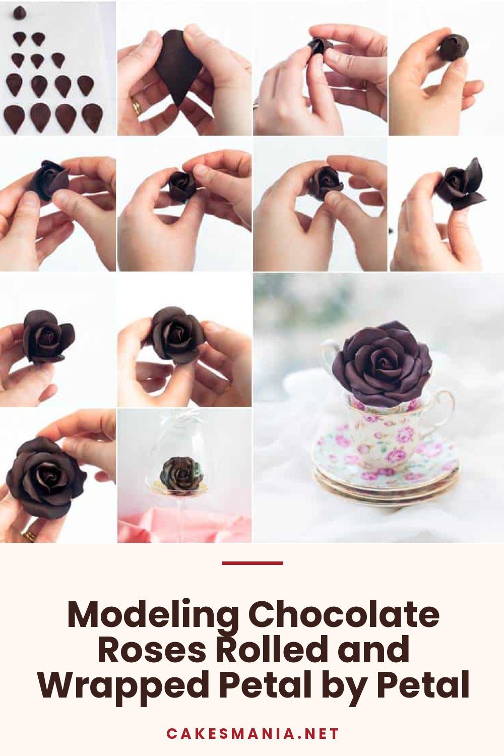 Modeling Chocolate Roses Rolled and Wrapped Petal by Petal