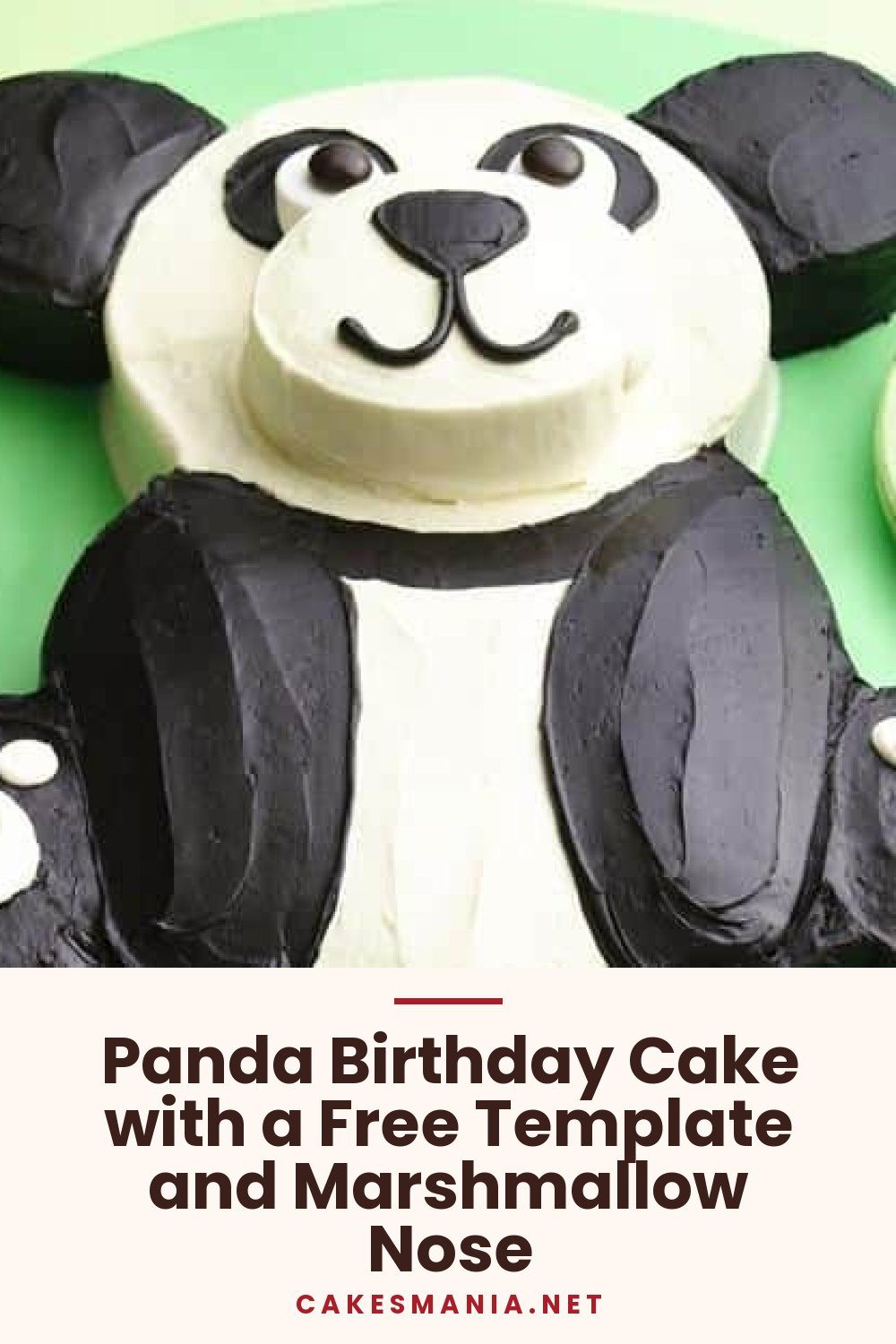 Panda Birthday Cake with a Free Template and Marshmallow Nose