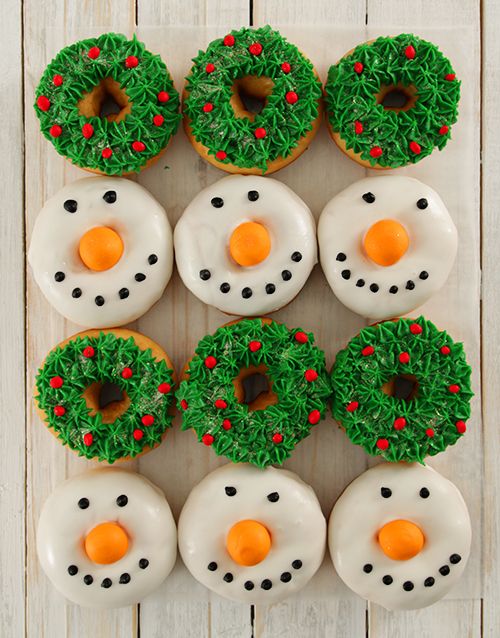 donuts decorated for christmas