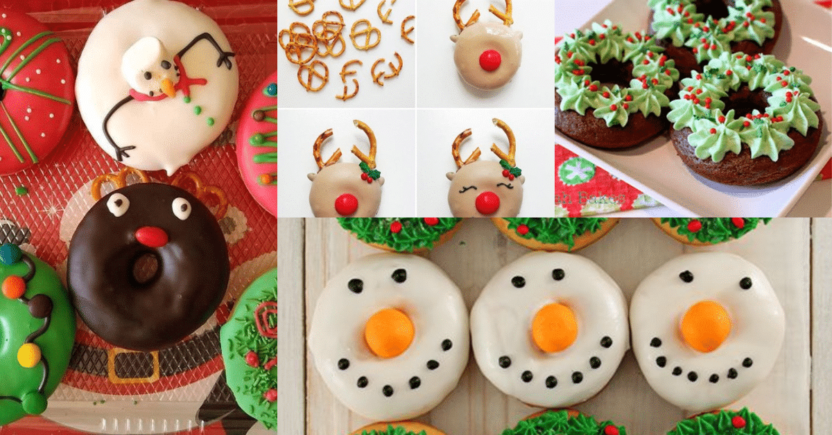 donuts decorated for christmas