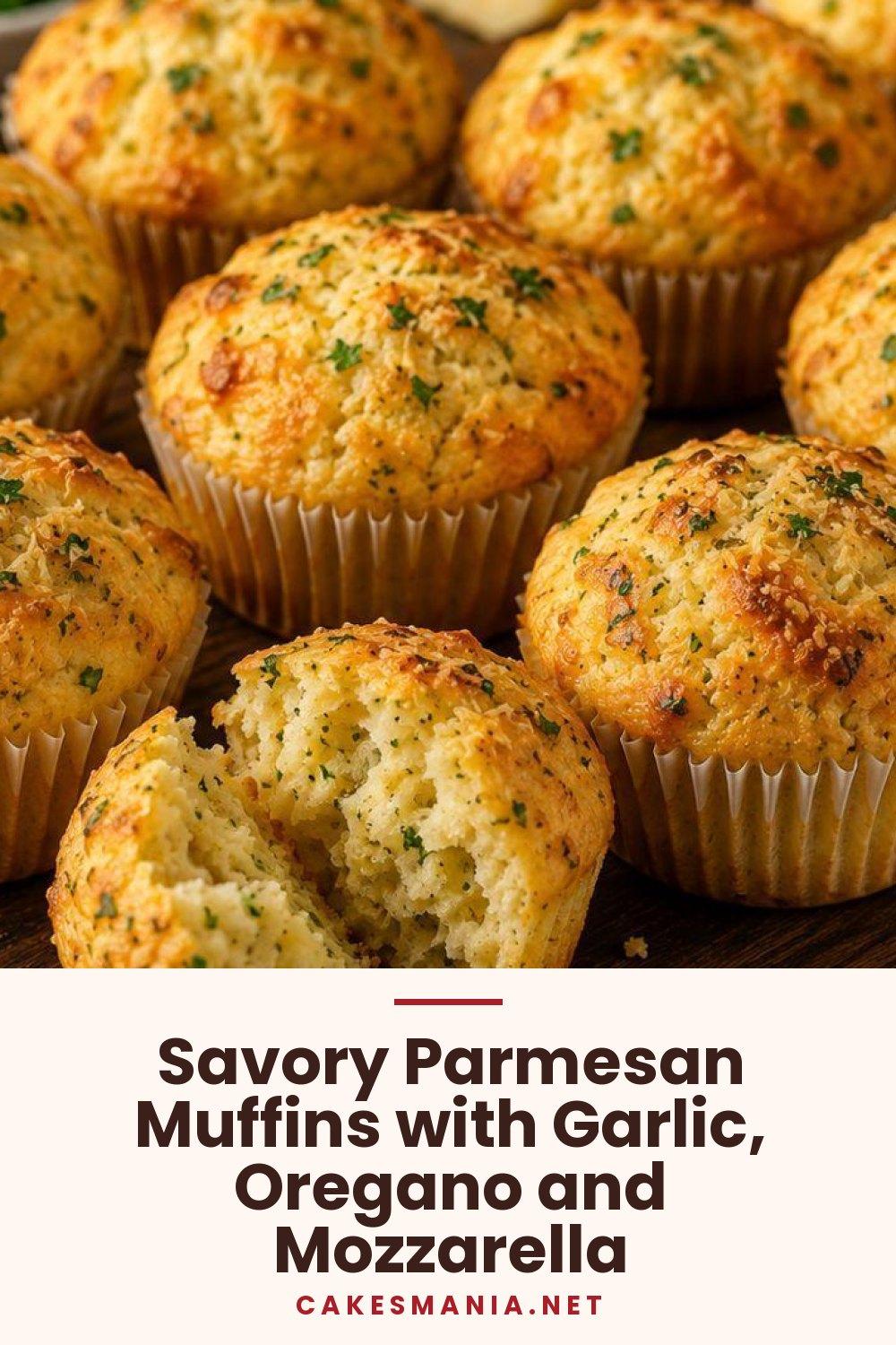 Savory Parmesan Muffins with Garlic, Oregano and Mozzarella