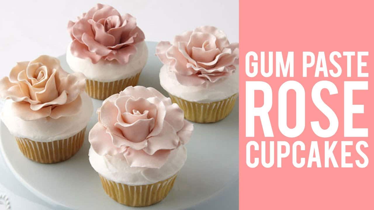 gumpaste rose cupcakes
