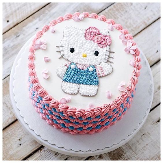 Hello Kitty Rainbow Layer Cake with Cream Cheese Frosting