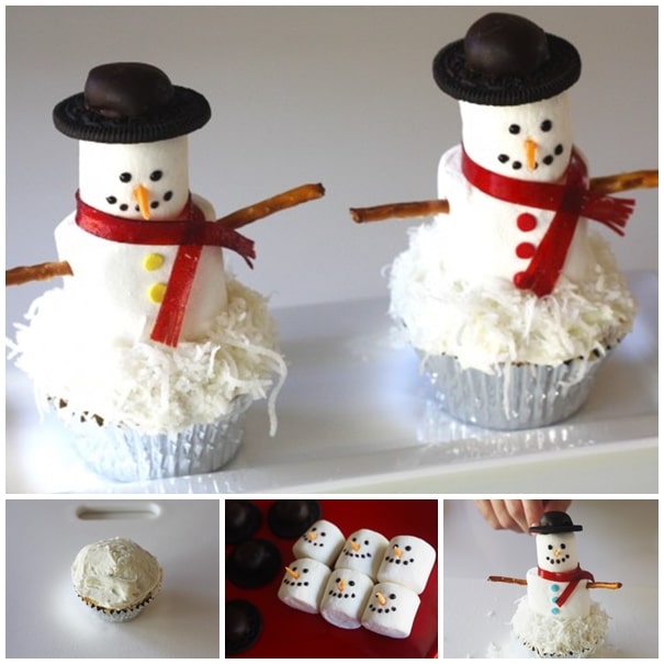 mashmallow snowman cupcake