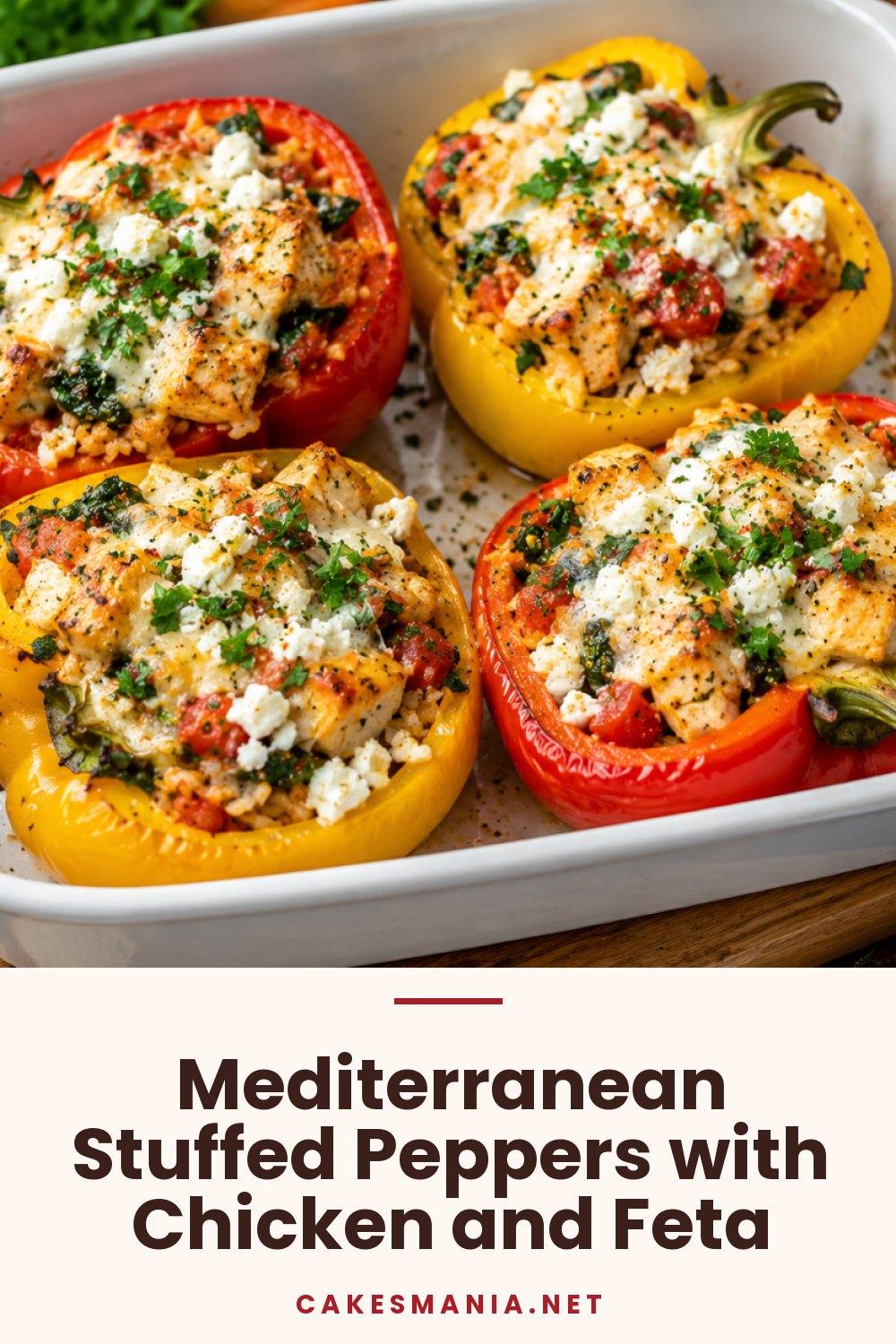 Mediterranean Stuffed Peppers with Chicken and Feta