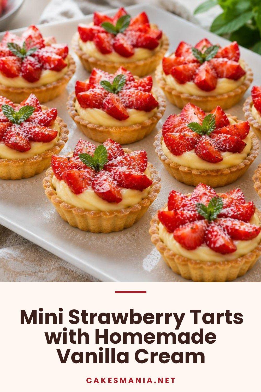 Mini Strawberry Tarts with Homemade Vanilla Cream
