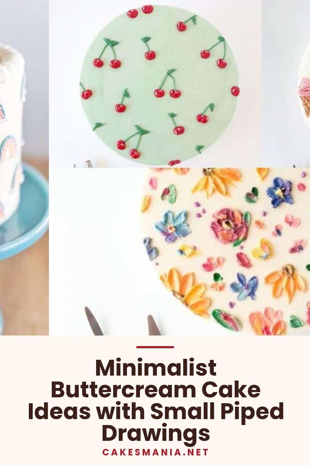 Minimalist Buttercream Cake Ideas with Small Piped Drawings