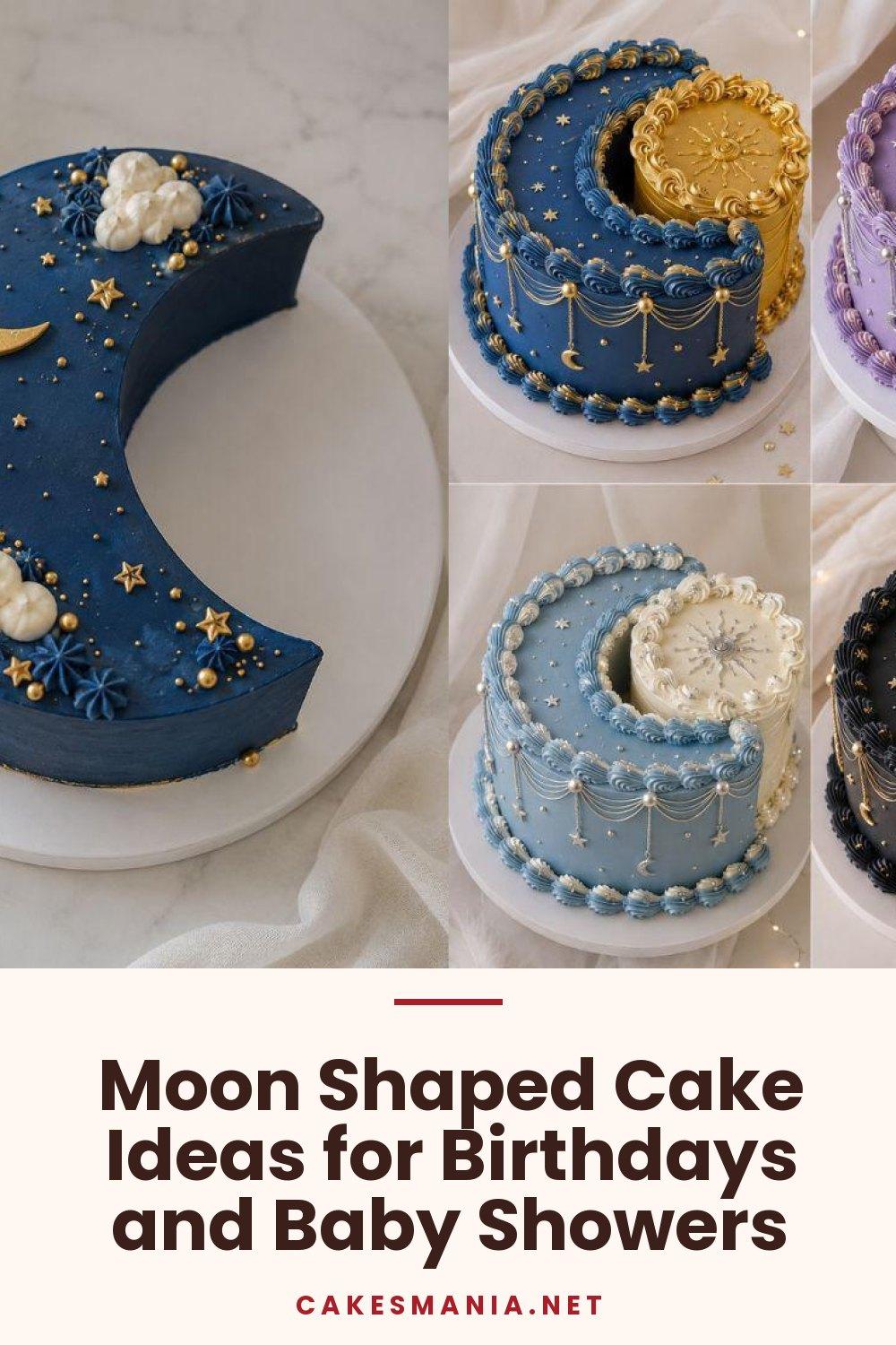Moon Shaped Cake Ideas for Birthdays and Baby Showers