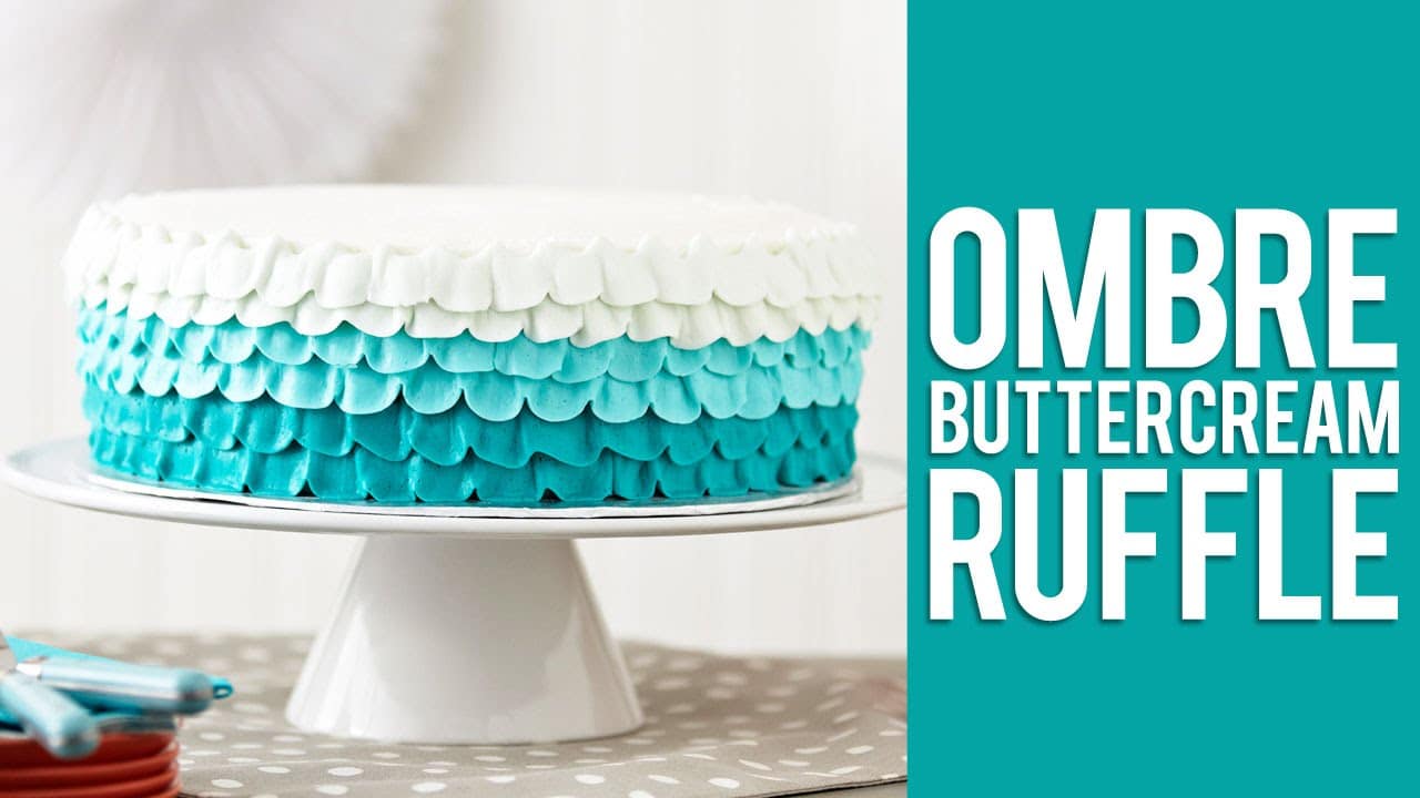 ombre ruffle cake