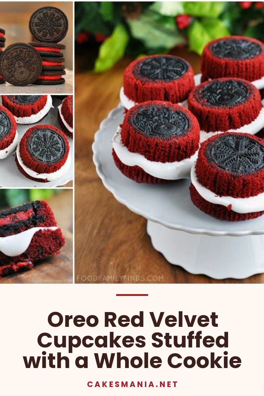 Oreo Red Velvet Cupcakes Stuffed with a Whole Cookie