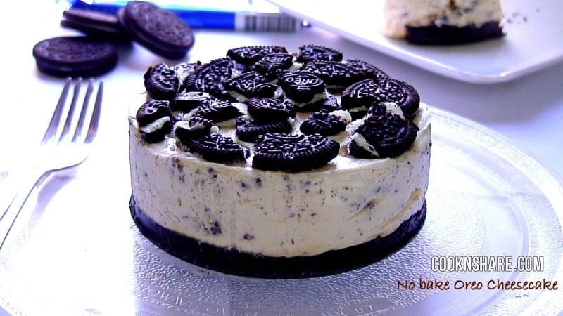 DIY Oreo Cookies and Cream No-Bake Cheesecake