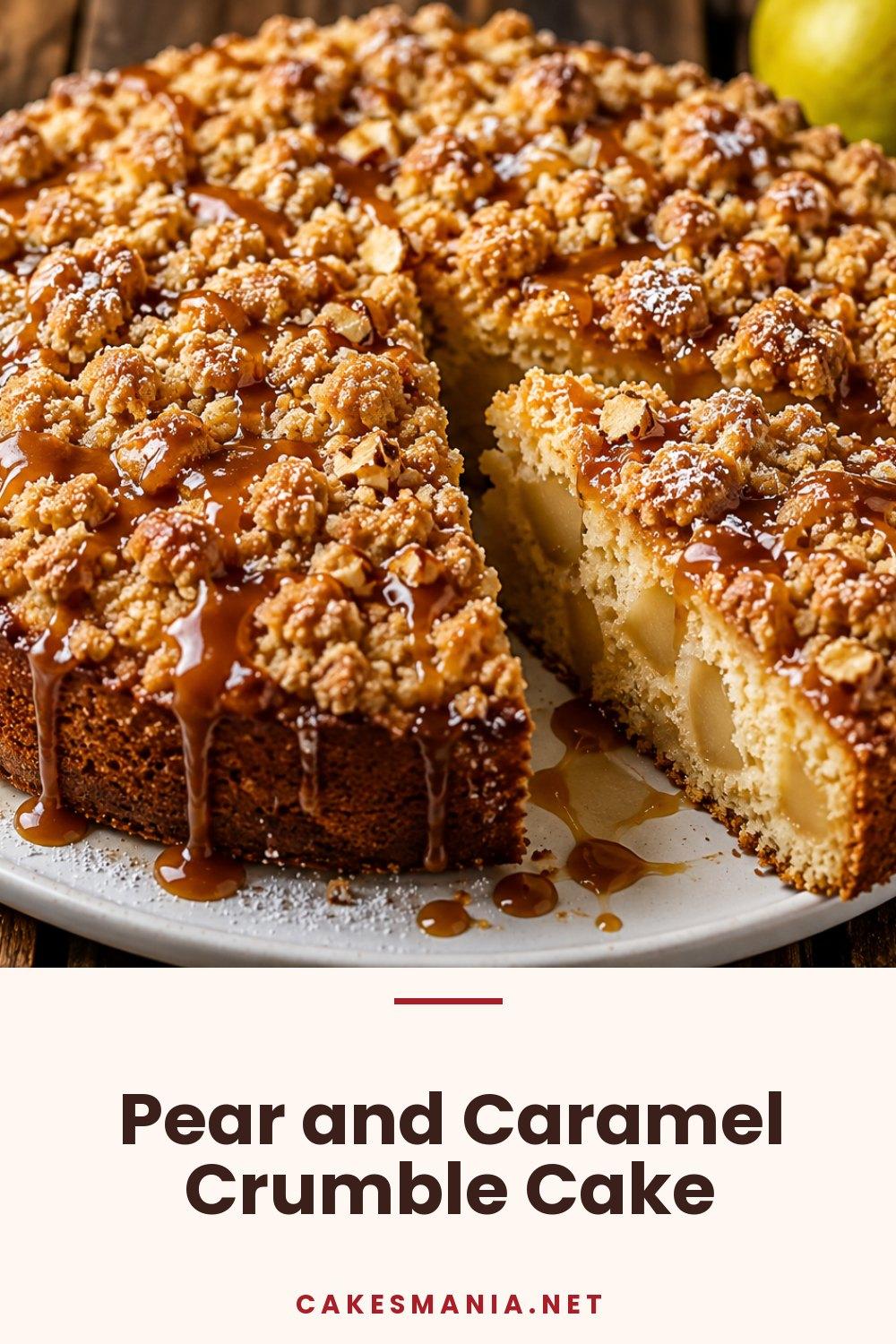 Pear and Caramel Crumble Cake