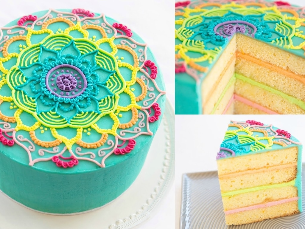 rainbow mandala buttercream