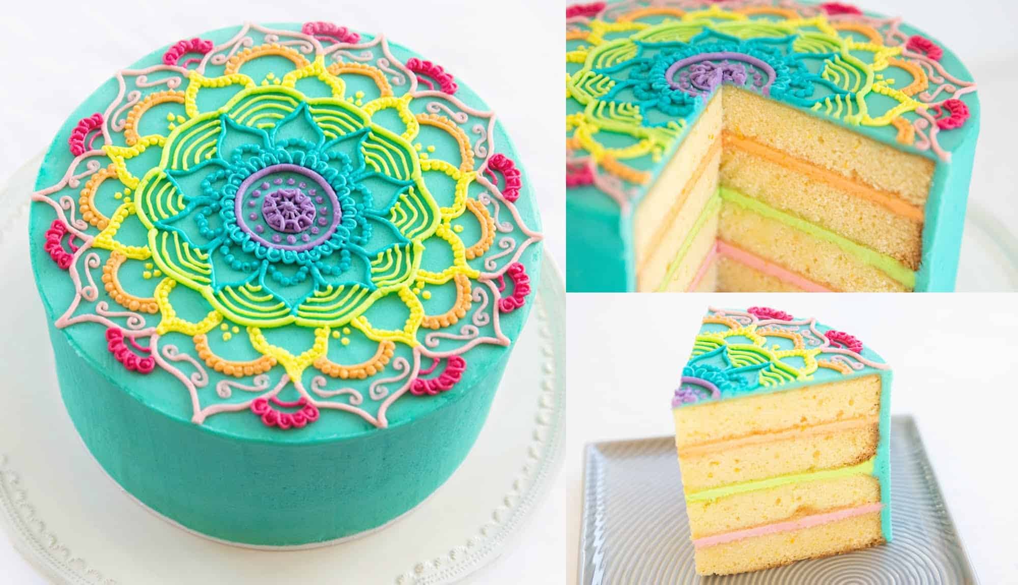 rainbow mandala cake