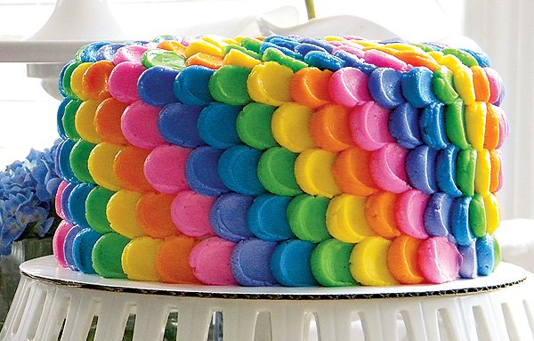 rainbow petal cake