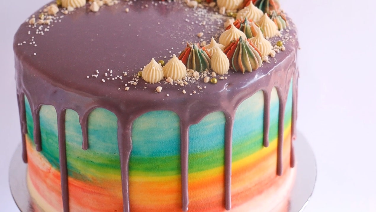 rainbow water cake