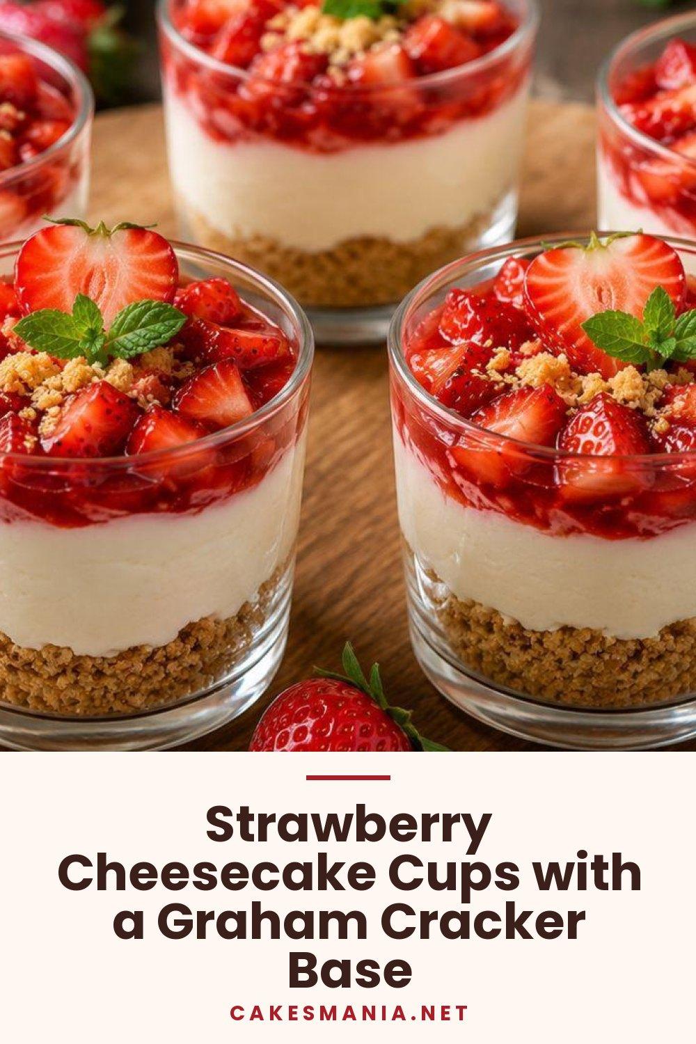 Strawberry Cheesecake Cups with a Graham Cracker Base