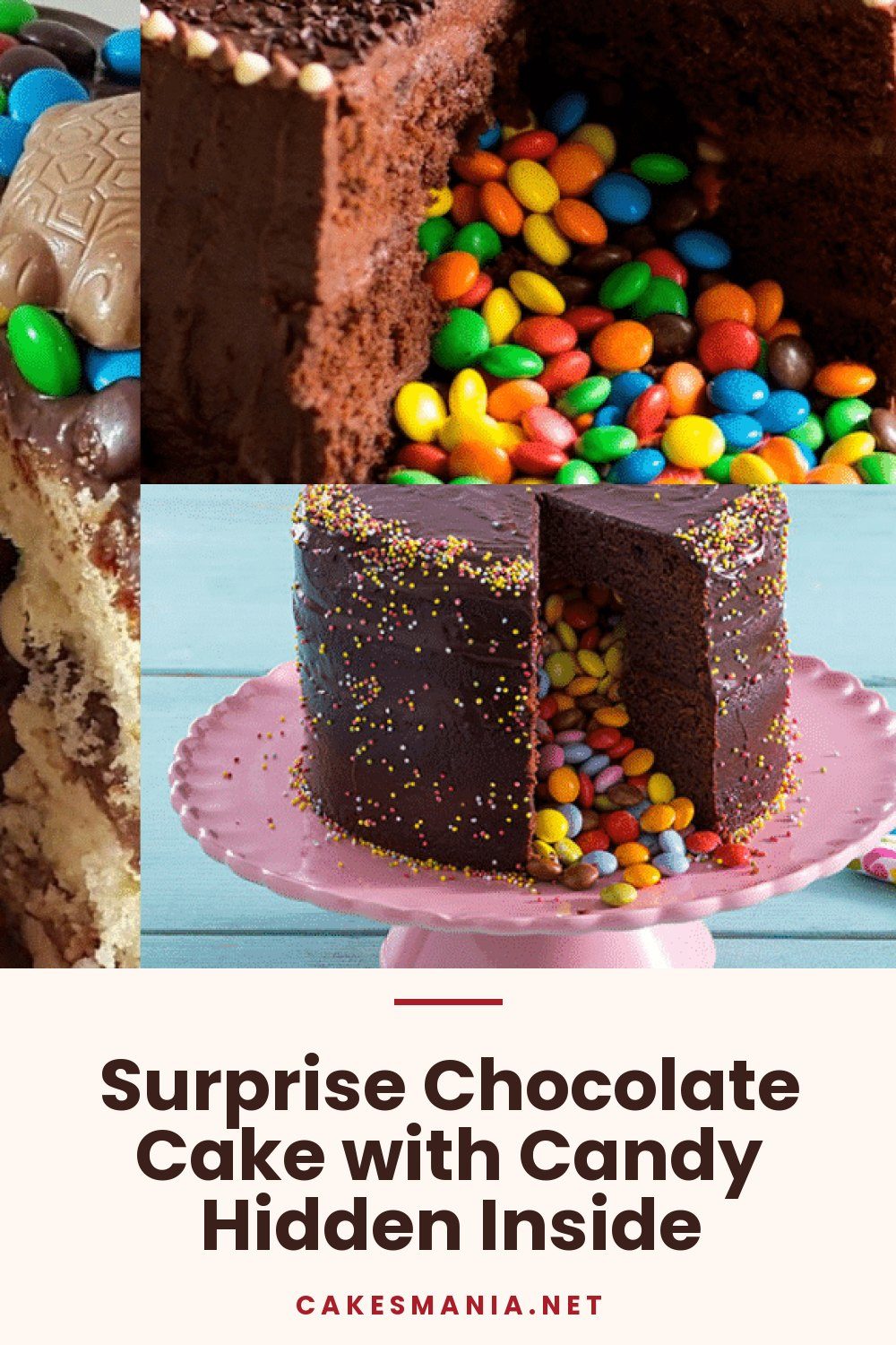 Surprise Chocolate Cake with Candy Hidden Inside