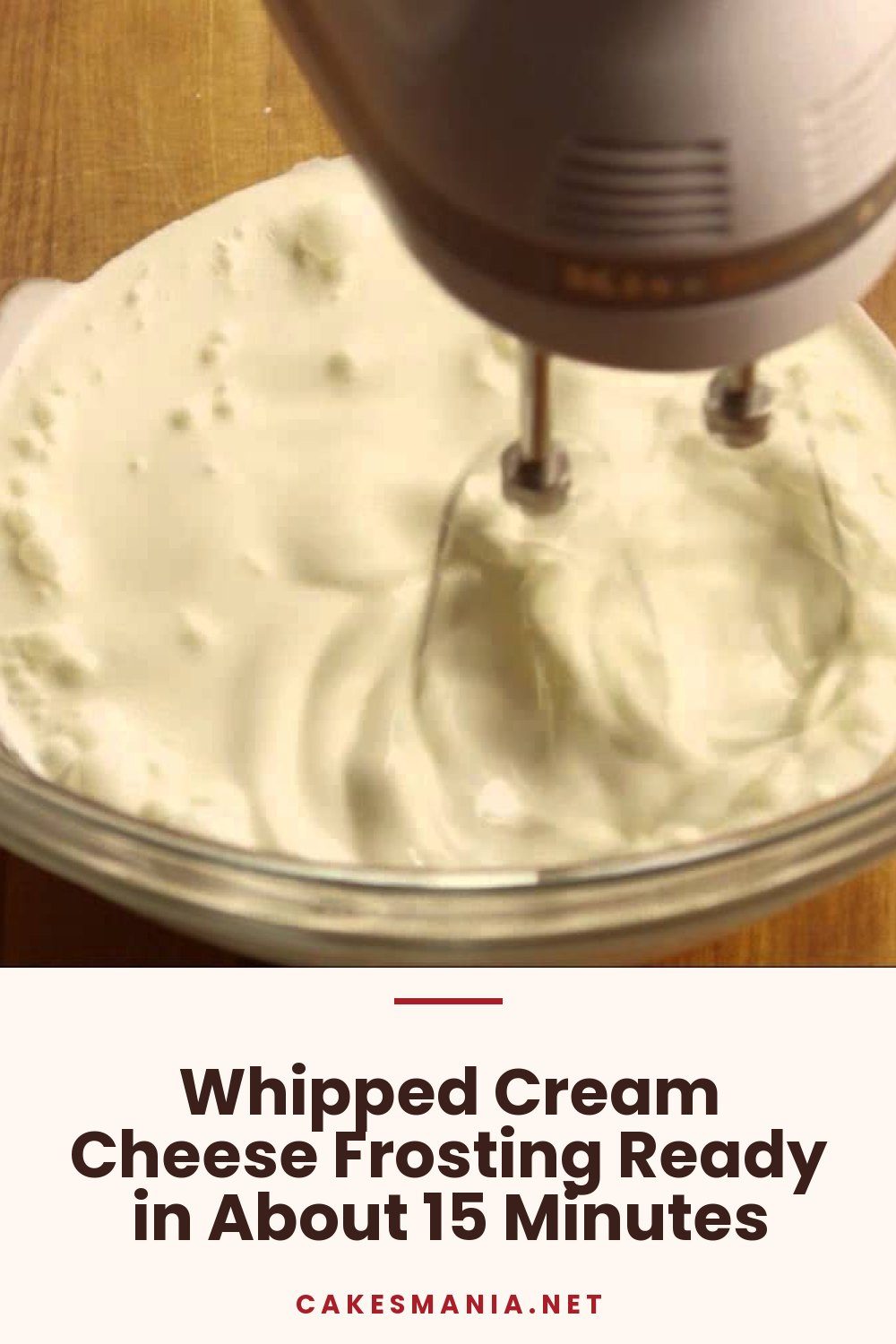 Whipped Cream Cheese Frosting Ready in About 15 Minutes